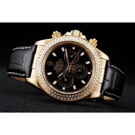 rolex daytona gold case crystal studded bezel black dial|Rolex daytona chronograph diamond.